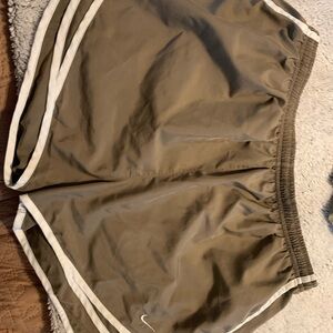 Nike shorts white outline tan/brown color